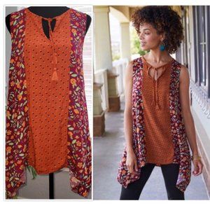 Matilda Jane Rust Floral Teach Me Sidetail Tank Top Medium